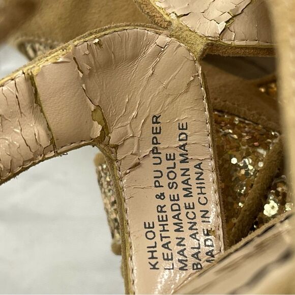 ABS Gold Glitter Platform Heels. Size 8.5 - Picture 8 of 8